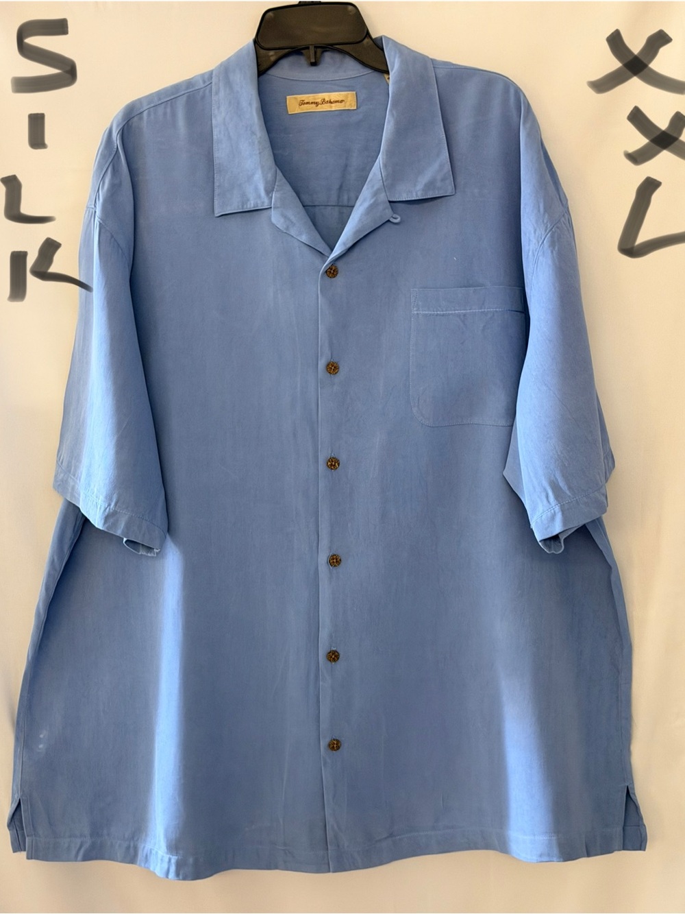 Tommy Bahama Sky Blue Short-Sleeve Silk Camp Shirt